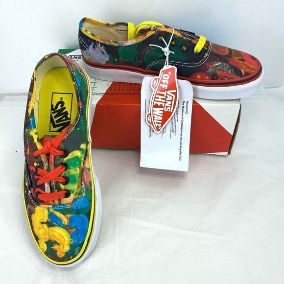 New Vans Authentic X MOCA Brenna Youngblood Sneakers Red Yellow Limited NWB - Picture 1 of 11